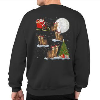 Xmas Lighting Tree Santa Riding Abyssinian Cat Christmas Sweatshirt Back Print - Thegiftio UK