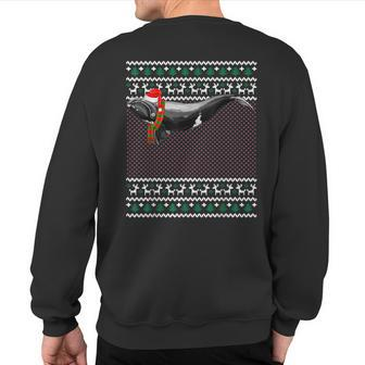 Xmas Santa Hat North Atlantic Right Whale Ugly Christmas Sweatshirt Back Print | Mazezy