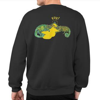 Yay High-Fiving Jackson Chameleons Awesome Animal Sweatshirt Back Print | Mazezy