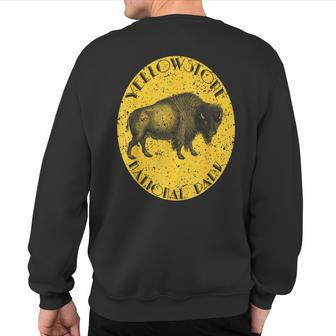 Yellowstone National Park Buffalo Vintage Distressed Sweatshirt Back Print | Mazezy