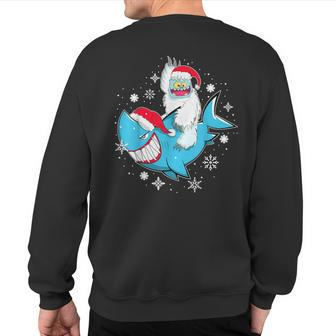 Yeti To Party Shark Santa Hat Christmas Pajama Xmas Sweatshirt Back Print - Seseable