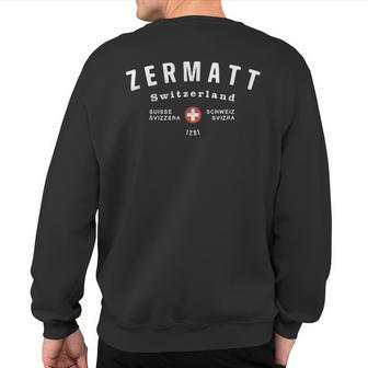 Zermatt Switzerland Vintage Retro Sports Style College Sweatshirt Back Print | Mazezy