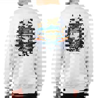 Amston Lake Retro Minimalist Lake Amston Sweatshirt Back Print | Mazezy