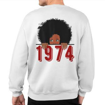 Black Queen Born In 1974 46Th Yrs Old Awesome Birthday Sweatshirt Back Print | Mazezy UK