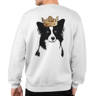 Border Collie Dog Wearing Crown Sweatshirt Back Print | Mazezy
