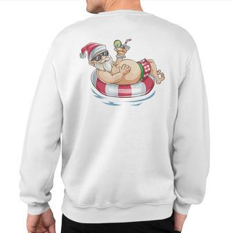 Christmas In July T Hawaiian Santa Floatie Summer Sweatshirt Back Print - Thegiftio UK