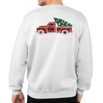 Christmas Vintage Truck Tree Buffalo Checkered Plaid T Sweatshirt Back Print | Mazezy