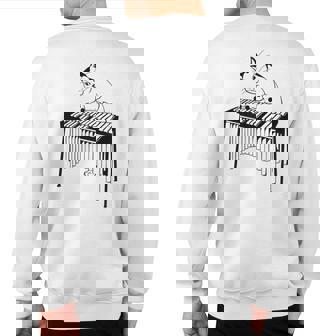 Cute Cat Playing Percussion Musical Xylophone Sweatshirt Back Print | Mazezy