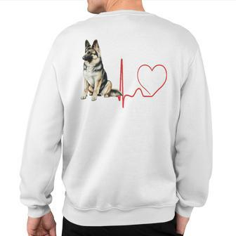 East European Shepherd Dog Heartbeat Ekg Dogs Lover & Owner Sweatshirt Back Print | Mazezy