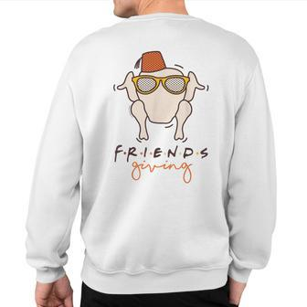 Friendsgiving Retro Turkey Sunglasses Dancing Thanksgiving Sweatshirt Back Print | Mazezy