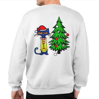 Cat Santa Claus Christmas Tree Pajamas Xmas Kitten Sweatshirt Back Print - Thegiftio UK