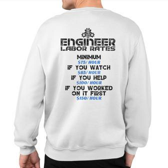 Engineer Labor Rate Humor Joke Sweatshirt Back Print | Mazezy