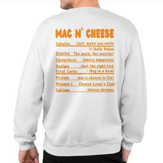 Thanksgiving Ingredients Sides Nutrition Facts Dinner Sweatshirt Back Print - Seseable