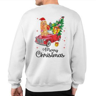 Golden Retriever Ride Red Truck Christmas Pajama Sweatshirt Back Print - Thegiftio UK
