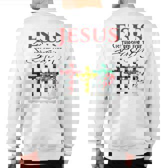 Jesus Is The Reason For The Season Christmas Nativity Sweatshirt Back Print | Mazezy