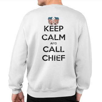 Keep Calm And Call Chief Warrant Officer Corps Eagle Rising Sweatshirt Back Print | Mazezy