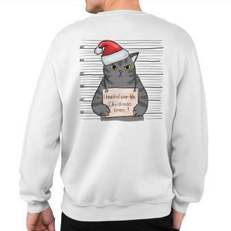 I Knocked Over The Christmas Tree Fat Cat Shot Sweatshirt Back Print | Mazezy