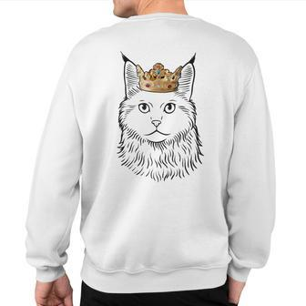 Maine Coon Cat Wearing Crown Sweatshirt Back Print | Mazezy