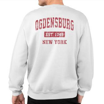 Ogdensburg New York Ny Vintage Sports Red Sweatshirt Back Print | Mazezy
