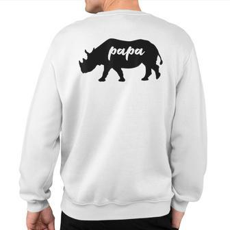 Papa Rhino Rhinoceros Cute Fathers Day Sweatshirt Back Print | Mazezy