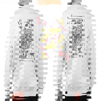 Queen Of Diamonds Card Costume Poker Distressed Sweatshirt Back Print | Mazezy