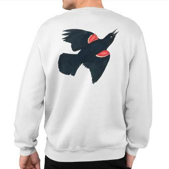 Red-Winged Blackbird Flying Red Winged Blackbird Sweatshirt Back Print | Mazezy