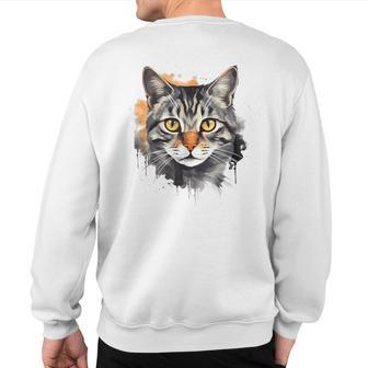 Retro Style European Shorthair Cat Sweatshirt Back Print | Mazezy