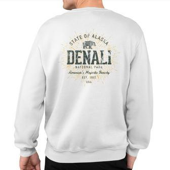 Retro Style Vintage Denali National Park Sweatshirt Back Print | Mazezy