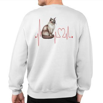 Suphalak Cat Heartbeat Ekg Cats Lover & Owner Sweatshirt Back Print | Mazezy