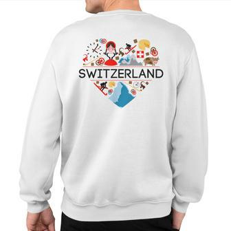 Switzerland Love Illustrated Swiss Symbol Alpine Sweatshirt Back Print | Mazezy