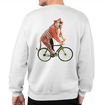 Tiger Riding Bicycle Tiger For A Cyclist Sweatshirt Back Print | Mazezy