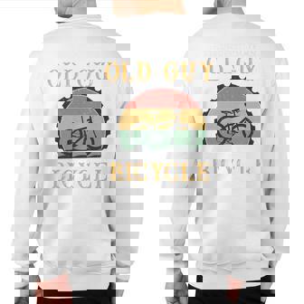 Never Underestimate Old Man With On A Bicycle Bike Cycling Sweatshirt Back Print | Mazezy