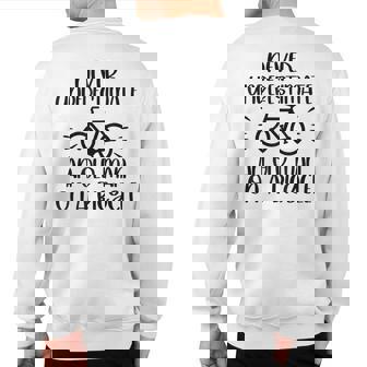 Never Underestimate Old Man On Bicycle Cyclist Cycling Sweatshirt Back Print | Mazezy