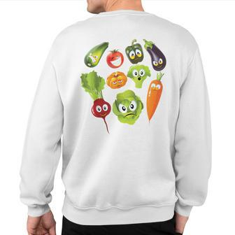 Vegetables Cute Veggie Vegan Lovers Sweatshirt Back Print | Mazezy