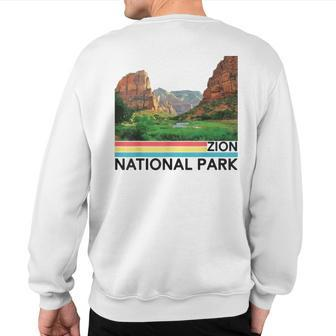 Vintage Zion National Park Retro Mountain Sweatshirt Back Print | Mazezy