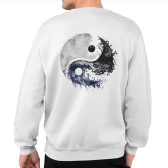 Ying Yang Balance Meditation Water Color Tai Chi Flow State Sweatshirt Back Print - Monsterry CA