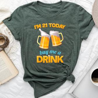 21St Birthday I'm 21 Today Buy Me A Drink Beer Bella Canvas T-shirt | Mazezy