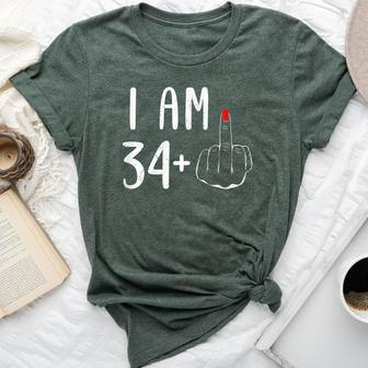 I Am 34 Plus 1 Middle Finger For A 35Th Birthday For Women Bella Canvas T-shirt - Monsterry UK
