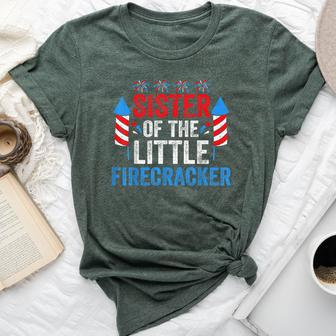 4Th Of July Birthday Sister Of The Little Firecracker Bella Canvas T-shirt | Mazezy