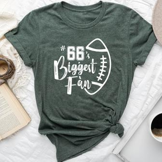 66'S Biggest Fan Football Mom Dad Brother Sister Bella Canvas T-shirt | Mazezy