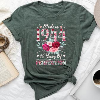 80 Year Old Birthday 1944 Floral 80Th Birthday For Women Bella Canvas T-shirt | Mazezy