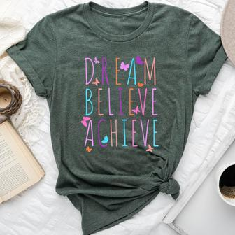 Affirmation For Girls Butterfly Dream Believe Achieve Bella Canvas T-shirt | Mazezy