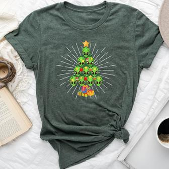 Alien Christmas Tree Xmas Pajamas Pjs Space Christian Bella Canvas T-shirt - Seseable