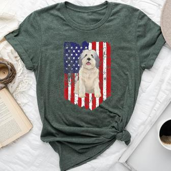 American Flag Polish Lowland Sheepdog 4Th Of July Usa Bella Canvas T-shirt | Mazezy DE