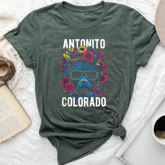 Antonito Colorado Usa Fun Bear With Flowers Bella Canvas T-shirt | Mazezy