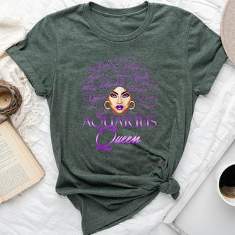 Aquarius Girl Purple Afro Queen Black Zodiac Birthday Bella Canvas T-shirt | Mazezy