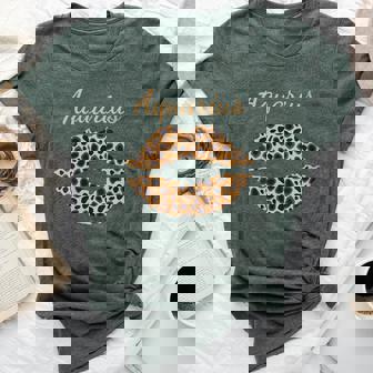 Aquarius Leopard Lips Queen Zodiac Birthday Bella Canvas T-shirt | Mazezy