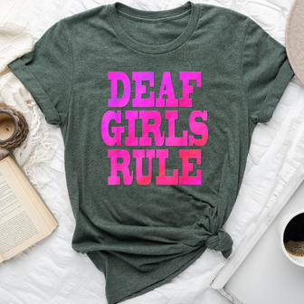 Asl American Sign Language Deaf Girls Rule Deaf T Bella Canvas T-shirt | Mazezy