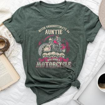Auntie Biker Chick Never Underestimate Motorcycle Bella Canvas T-shirt - Seseable