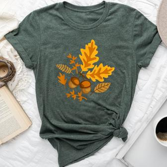 Autumn Leaves And Acorns Fall For Thanksgiving Cute Bella Canvas T-shirt | Mazezy